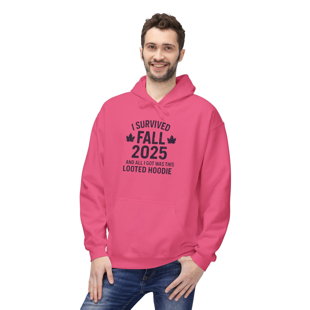 I Survived Fall 2025 Hoodie – Looted Hoodie Meme Sweatshirt – Fall of Humanity Collection – Trash Cult Supply Co.