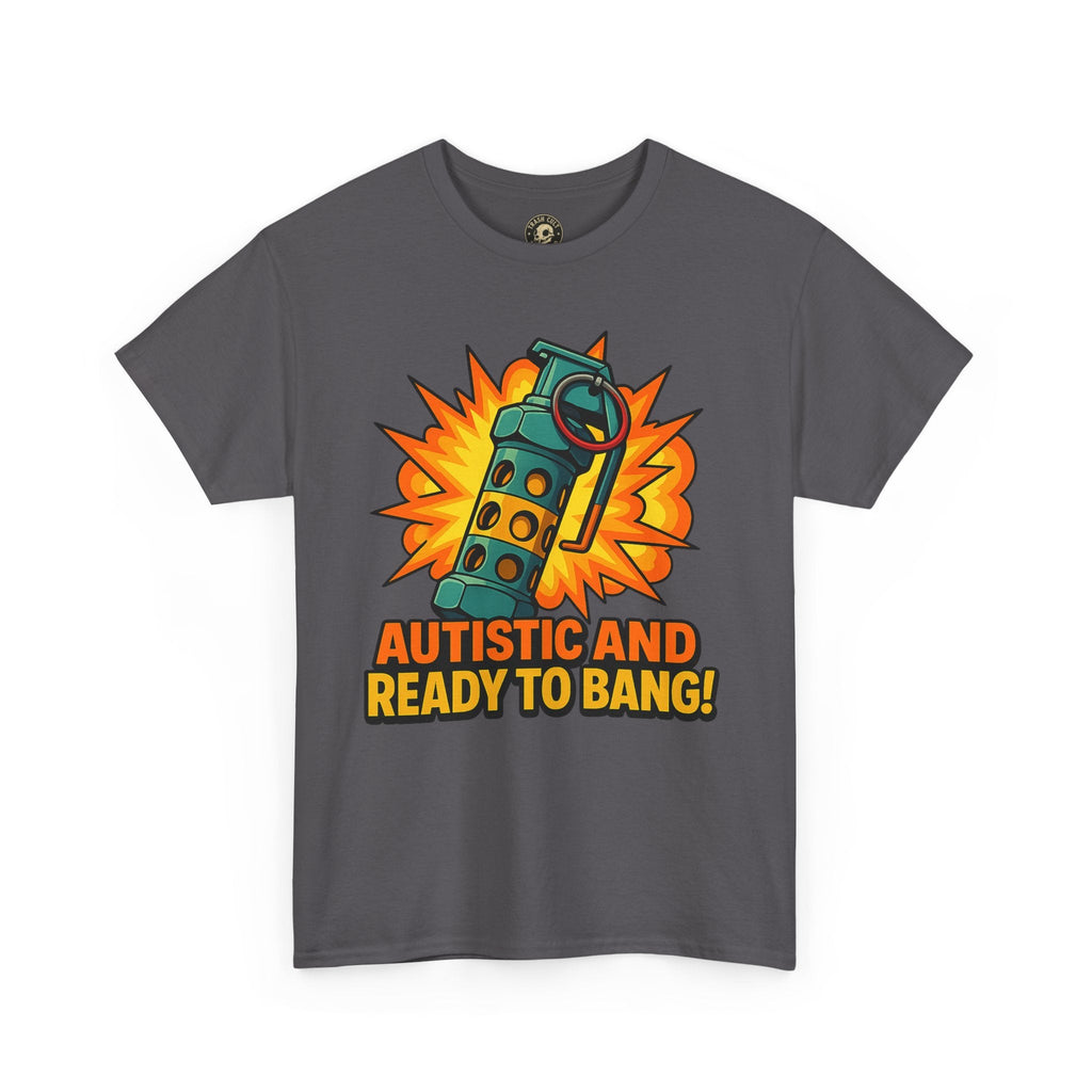 Autistic and Ready to Bang! Unisex Heavy Cotton Tee | Fun Graphic Tee, Autistic Pride, Gift for Autism Awareness, Casual Wear