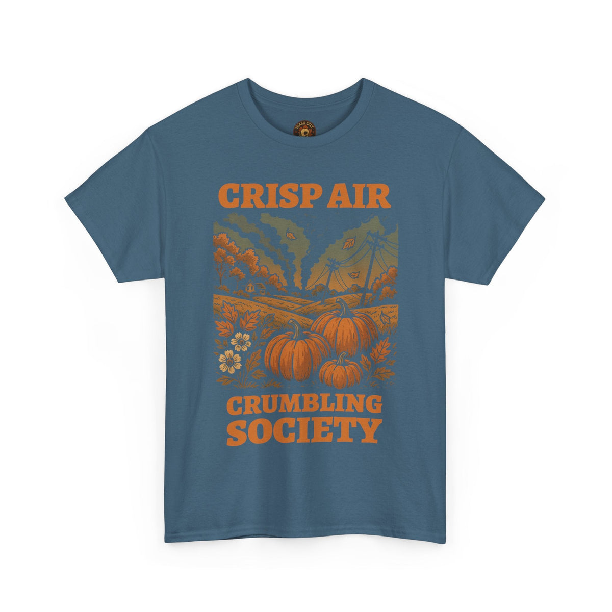Crisp Air Crumbling Society Shirt – Dystopian Fall Pumpkin Tee – Fall of Humanity Collection – Trash Cult Supply Co.