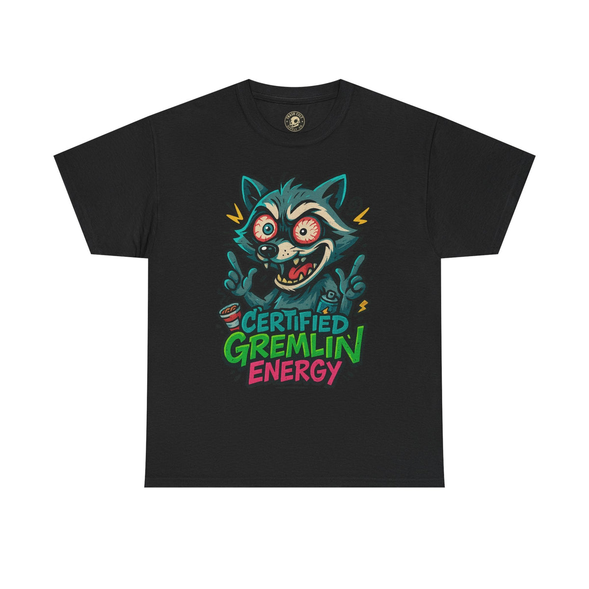 Certified Gremlin Energy Tee – ADHD Raccoon Shirt, Funny Unisex T-Shirt, Graffiti Style Gift for Goblins & Night Owls