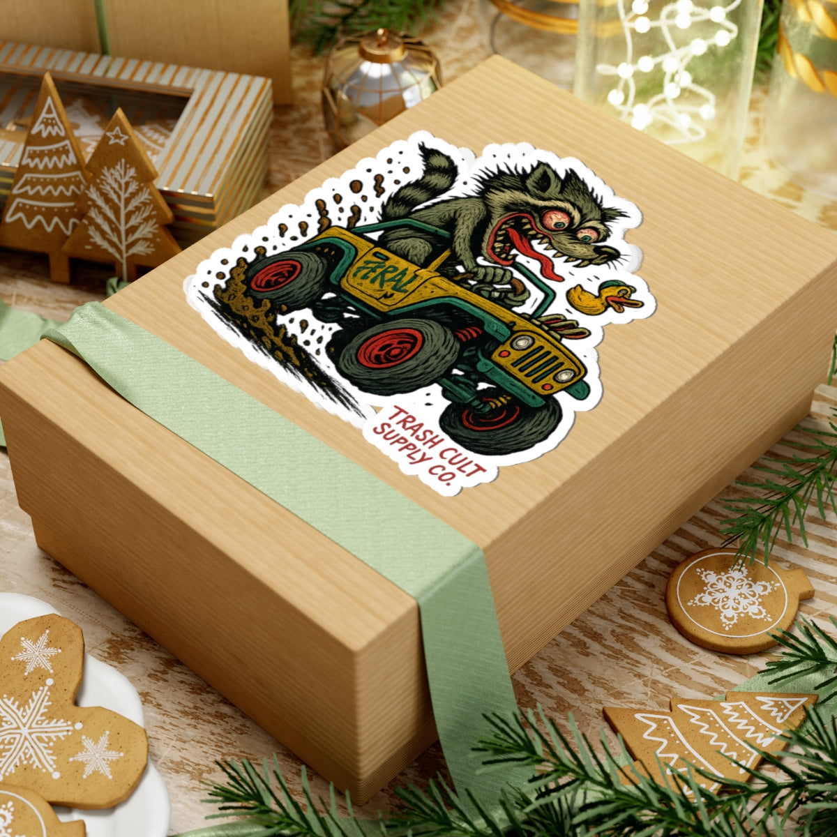 Feral Jeep Raccoon Sticker – Ed Roth Hot Rod Style Vinyl | Trash Cult Supply Co