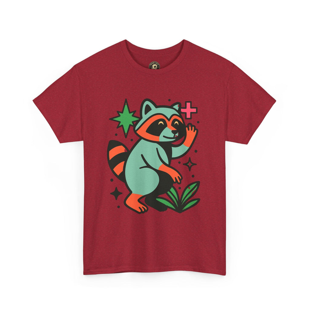 Playful Raccoon Unisex Heavy Cotton Tee | Cute Animal Shirt for Nature Lovers, Graphic Tee, Gift for Kids, Casual Wear, Eco-Friendly
