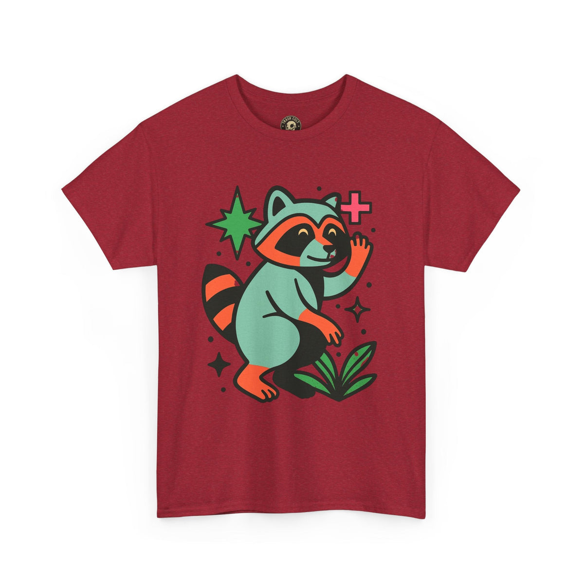 Playful Raccoon Unisex Heavy Cotton Tee | Cute Animal Shirt for Nature Lovers, Graphic Tee, Gift for Kids, Casual Wear, Eco-Friendly
