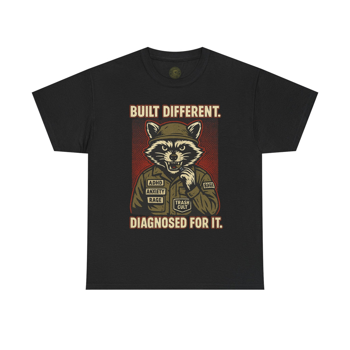 Built Different Diagnosed For It Military Raccoon Shirt – Gildan 5000