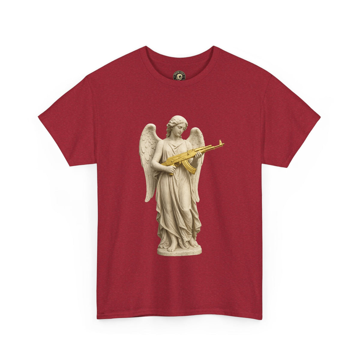 Marble Angel with Gold AK-47 T-Shirt – Gildan 5000 Divine Chaos Tee