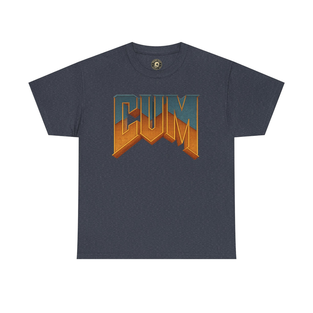 CUM Parody Metal Logo Shirt – Doom-Inspired Retro Gamer Tee on Gildan 5000