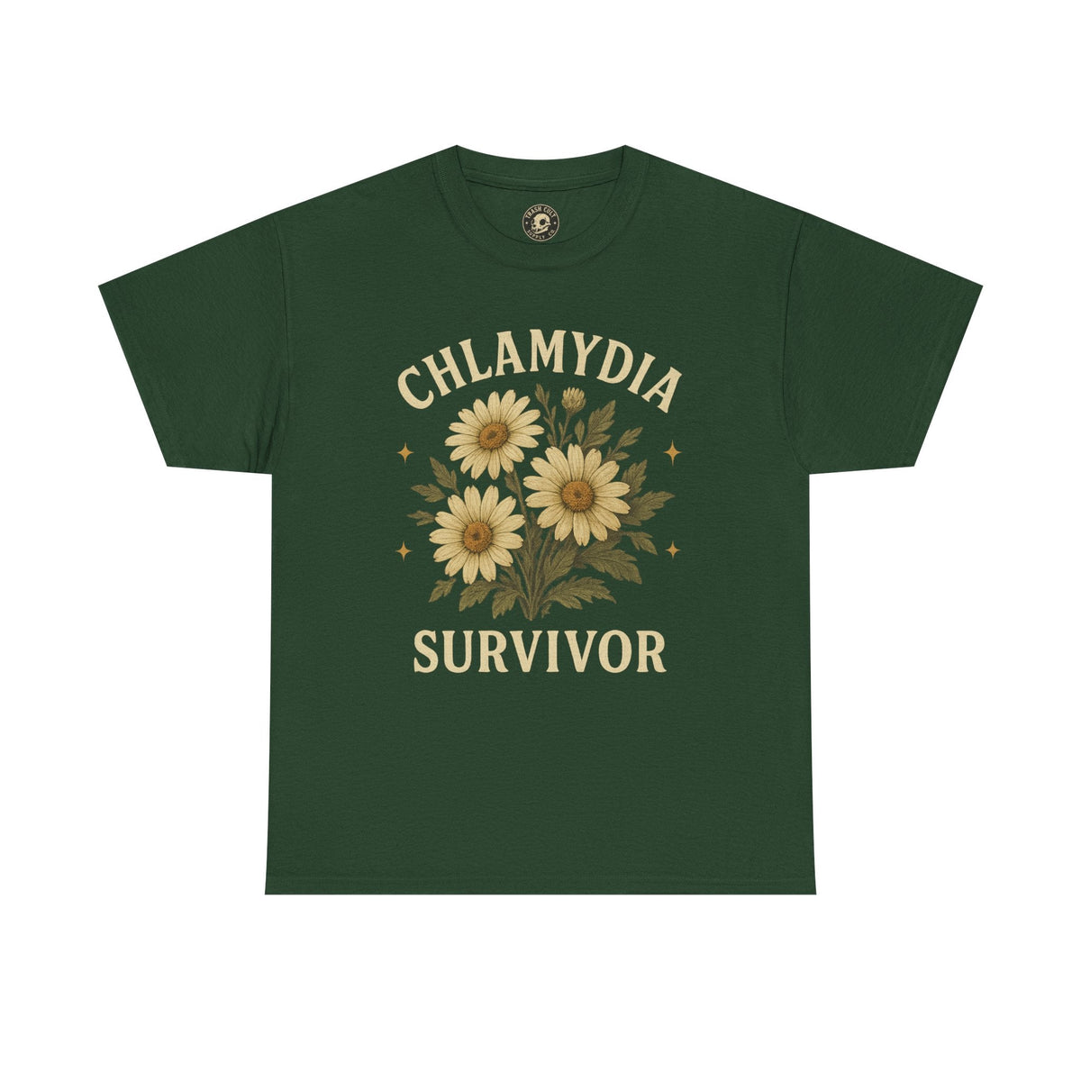 Chlamydia Survivor Vintage Floral Tee – Funny Bold Statement Shirt – Gildan 5000 Unisex Heavy Cotton
