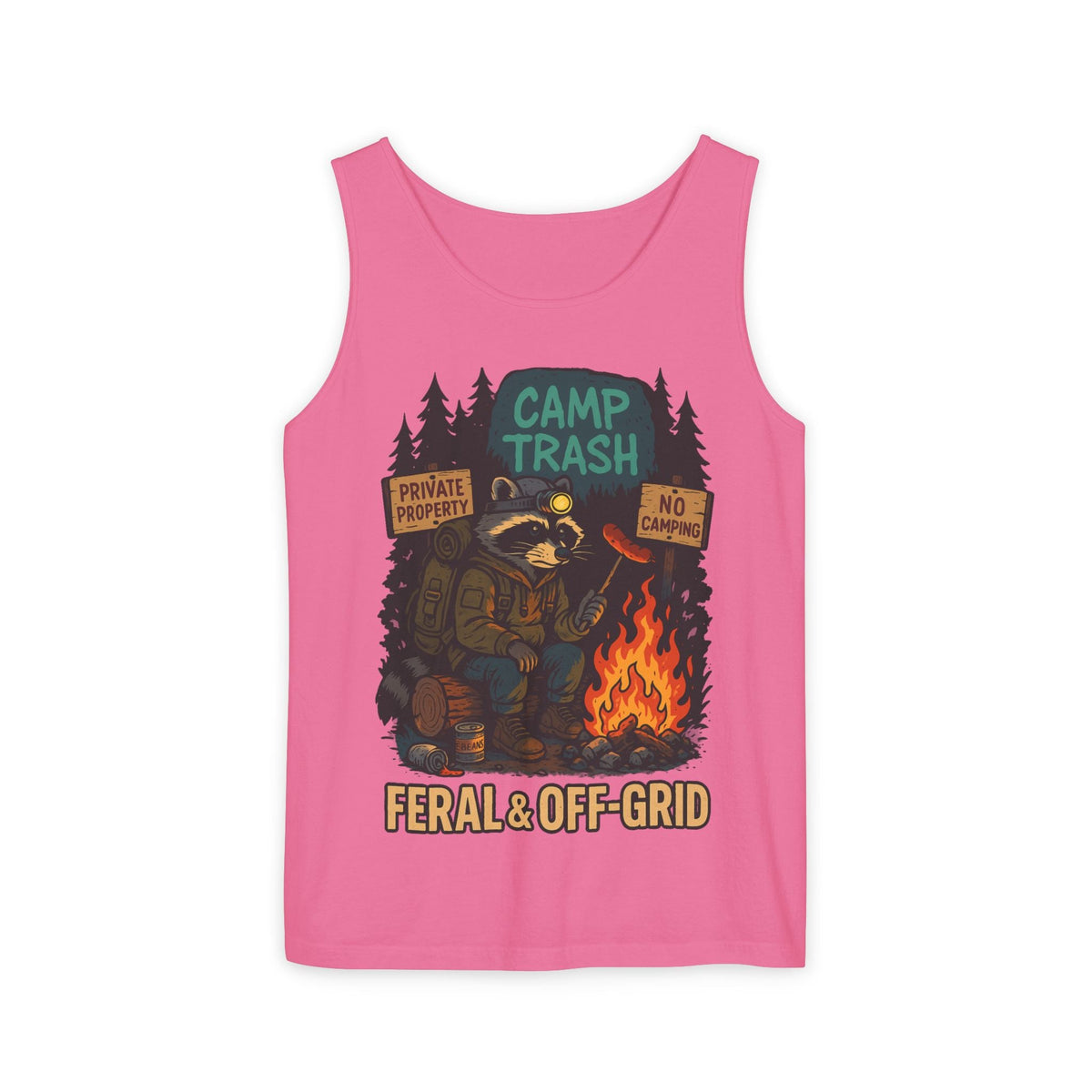 Camp Trash Raccoon Tank Top – Feral & Off-Grid Summer Shirt by Trash Cult