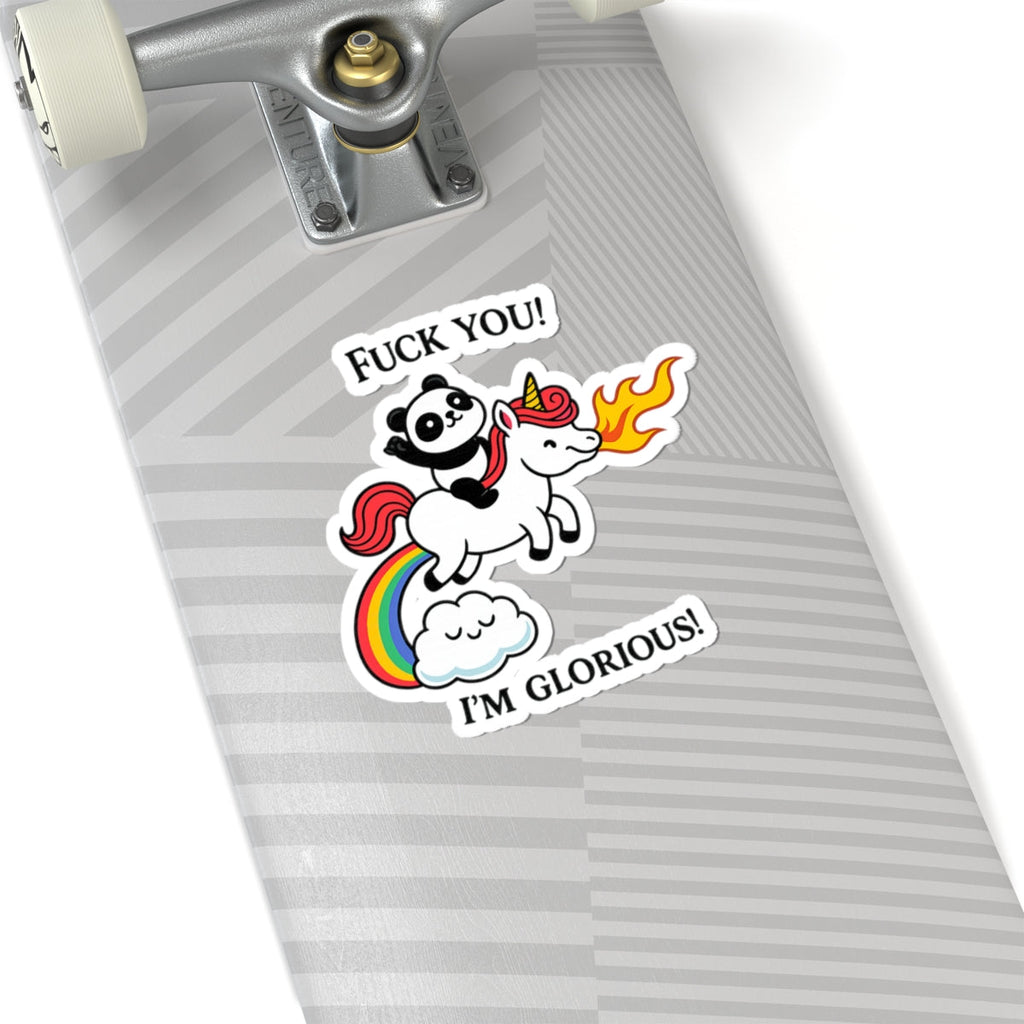 Whimsical Panda Unicorn Kiss-Cut Stickers, Funny Stickers, Laptop Decals, Cute Gift Ideas, Playful Decor, Rainbow Art