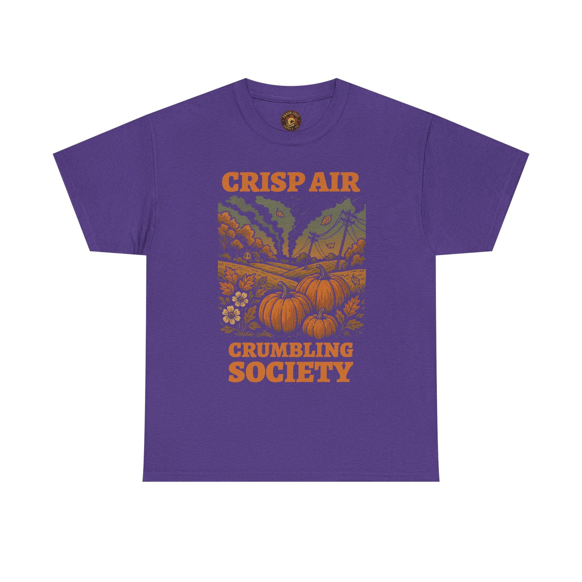 Crisp Air Crumbling Society Shirt – Dystopian Fall Pumpkin Tee – Fall of Humanity Collection – Trash Cult Supply Co.