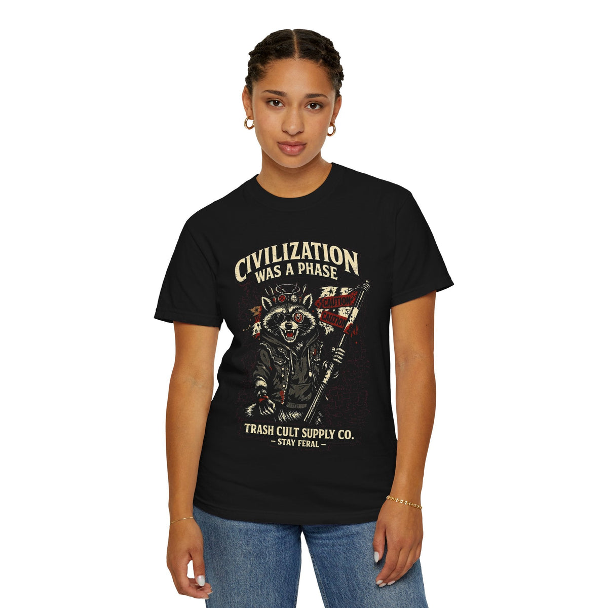 Civilization Was a Phase Raccoon Graphic T-Shirt