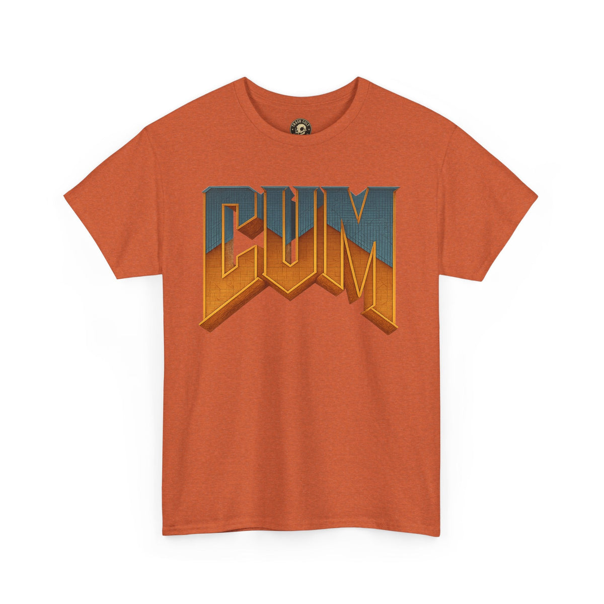 CUM Parody Metal Logo Shirt – Doom-Inspired Retro Gamer Tee on Gildan 5000
