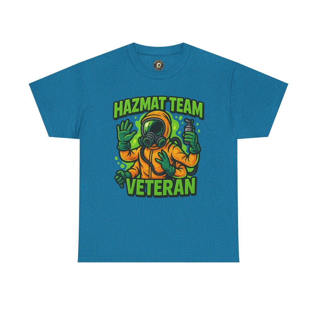 Hazmat Team Veteran T-Shirt – Neon New School Biohazard Graphic Tee | Gildan 5000 Sci-Fi Cotton Shirt
