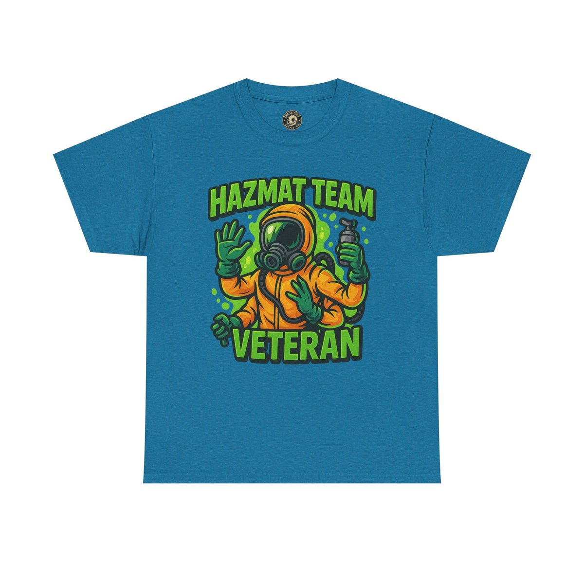 Hazmat Team Veteran T-Shirt – Neon New School Biohazard Graphic Tee | Gildan 5000 Sci-Fi Cotton Shirt