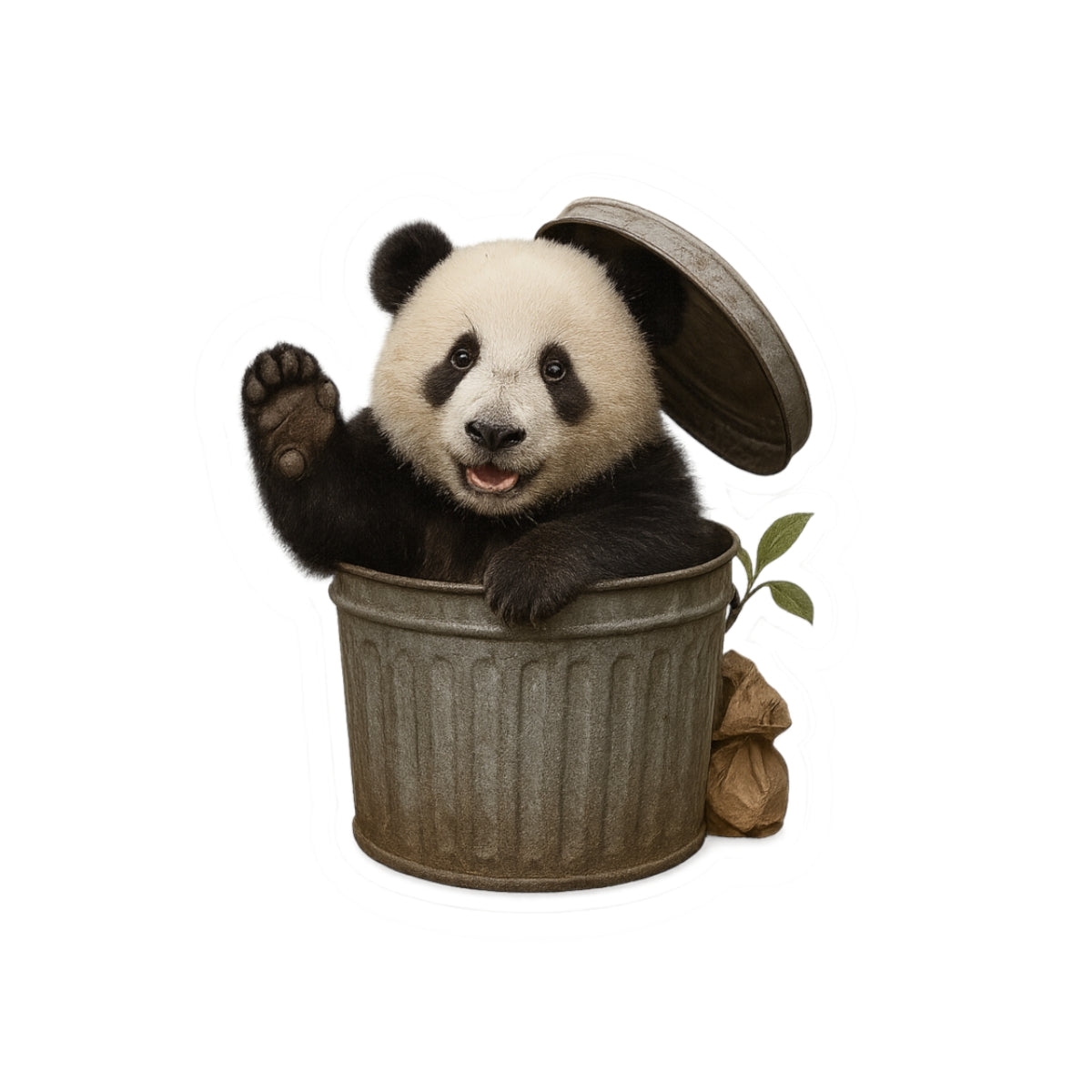 Cute Panda Trash Can Kiss-Cut Stickers, Animal Lover Decor, Fun Laptop Stickers, Cute Planner Stickers, Gift for Kids