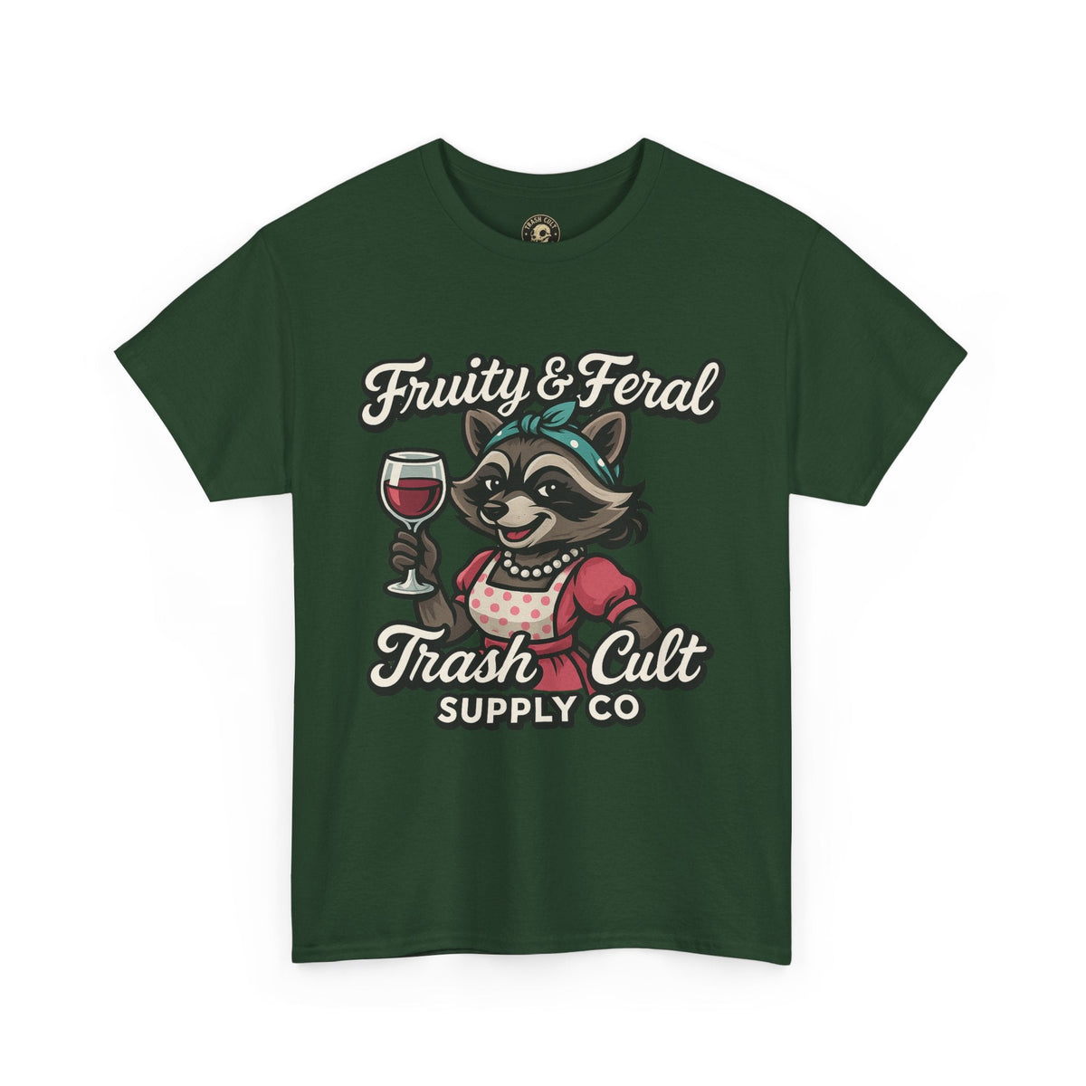 Fruity & Feral Raccoon Housewife Tee – Trash Cult Supply Co. on Gildan 5000