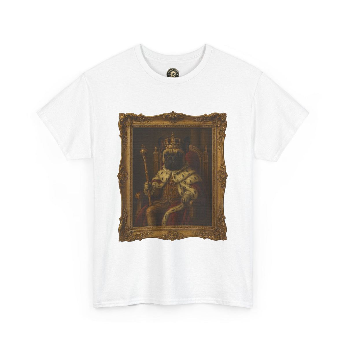 French Bulldog King Baroque Portrait Shirt – Funny Royal Dog Tee – Gildan 5000 Unisex Heavy Cotton