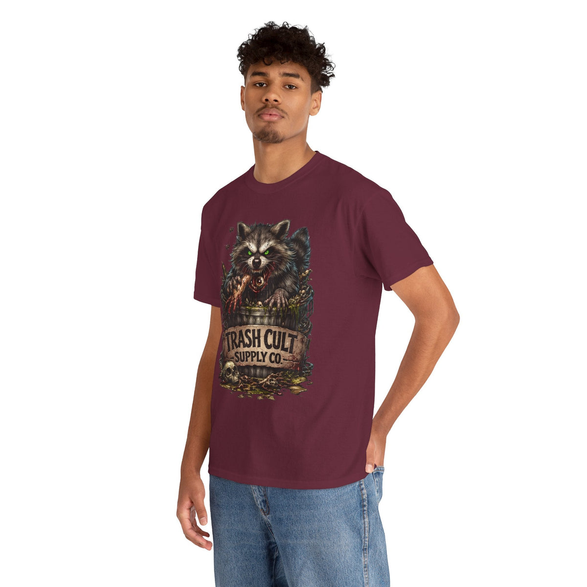 Raccoon 'Trash Cult Supply Co.' Graphic Tee — Vintage Grunge Animal Streetwear