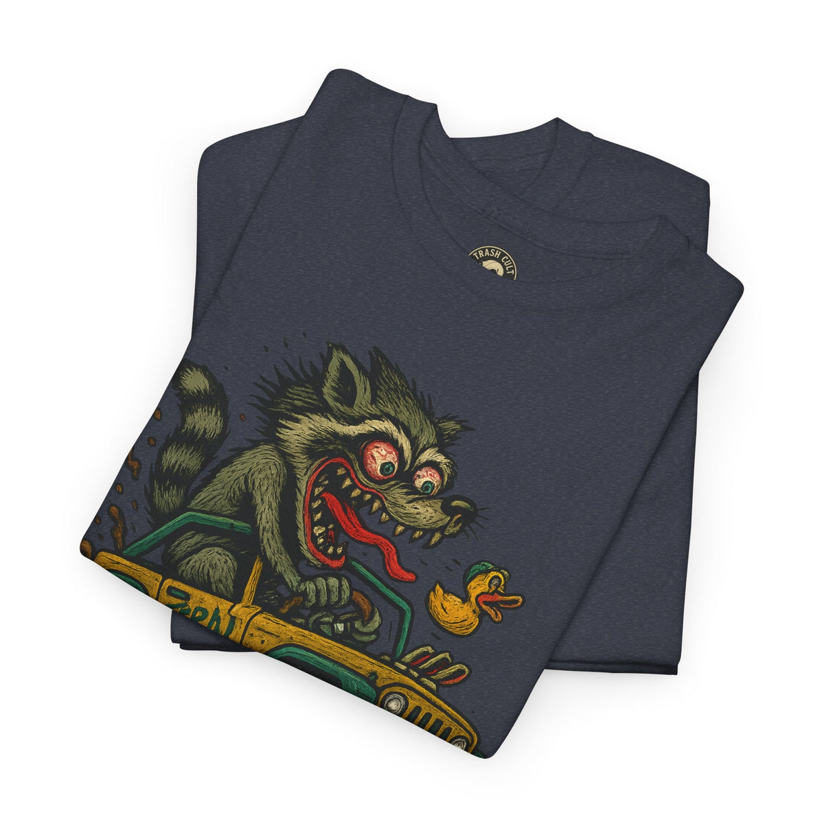 Feral Jeep Raccoon Shirt – Ed Roth Style Off-Road Chaos | Trash Cult Supply Co | Gildan 5000 Tee