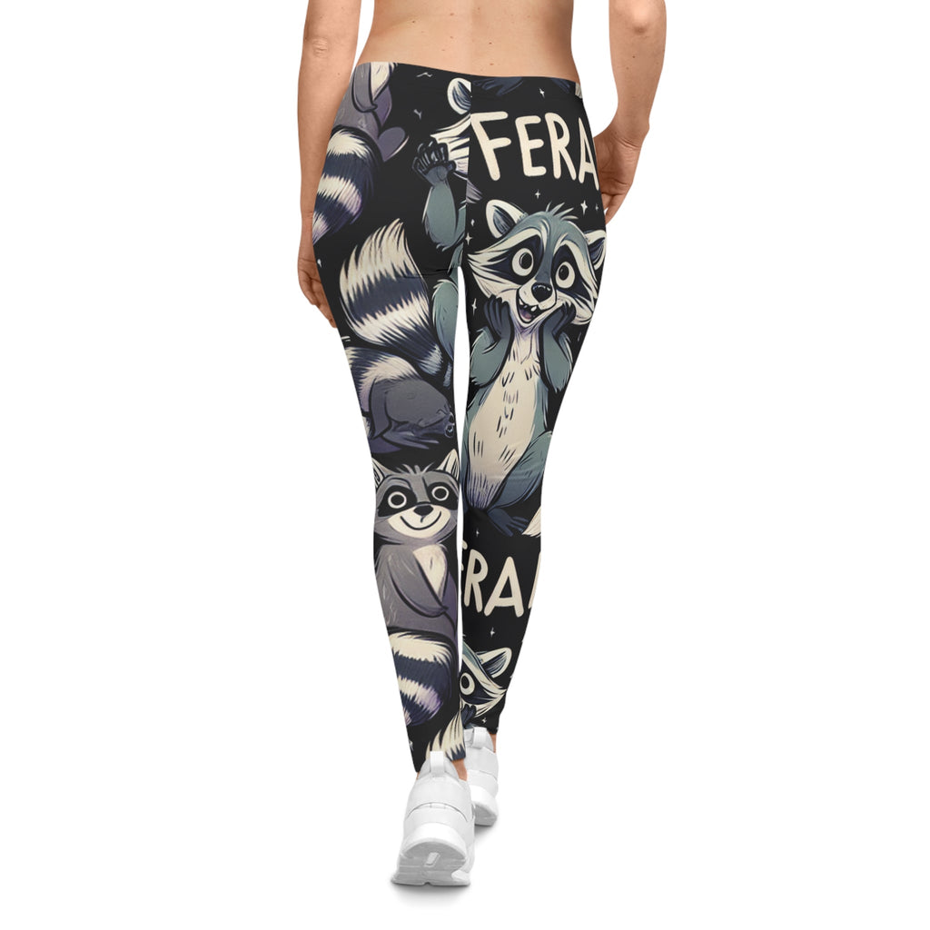 Feral Fun Raccoon Print Leggings – Unique Women’s Workout Pants | Animal Lover Gift Idea