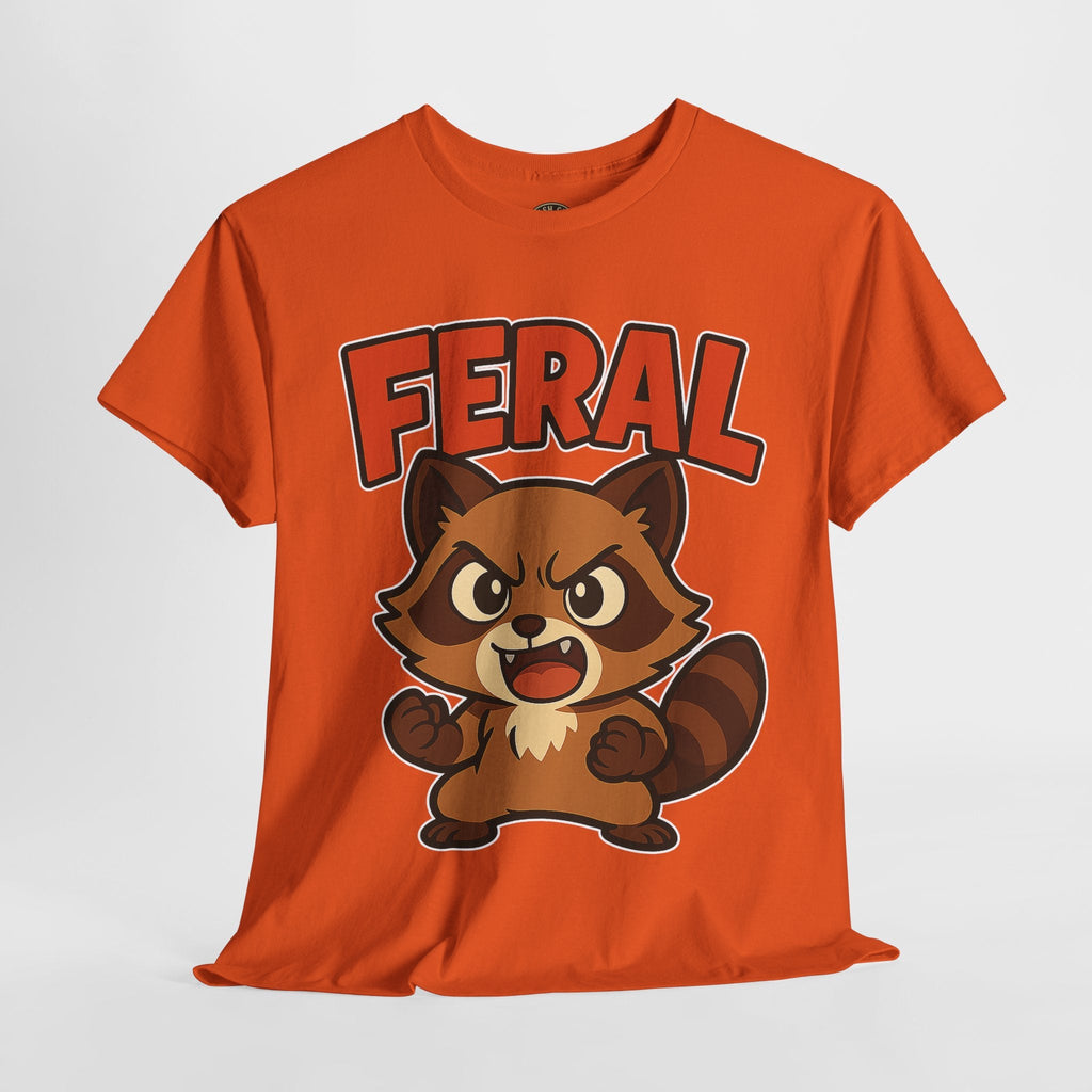 Feral Cartoon Tee - Unisex Heavy Cotton Shirt, Cute Graphic, Animal Lovers Gift, Casual Wear, Fun T-Shirt for Kids & Adults