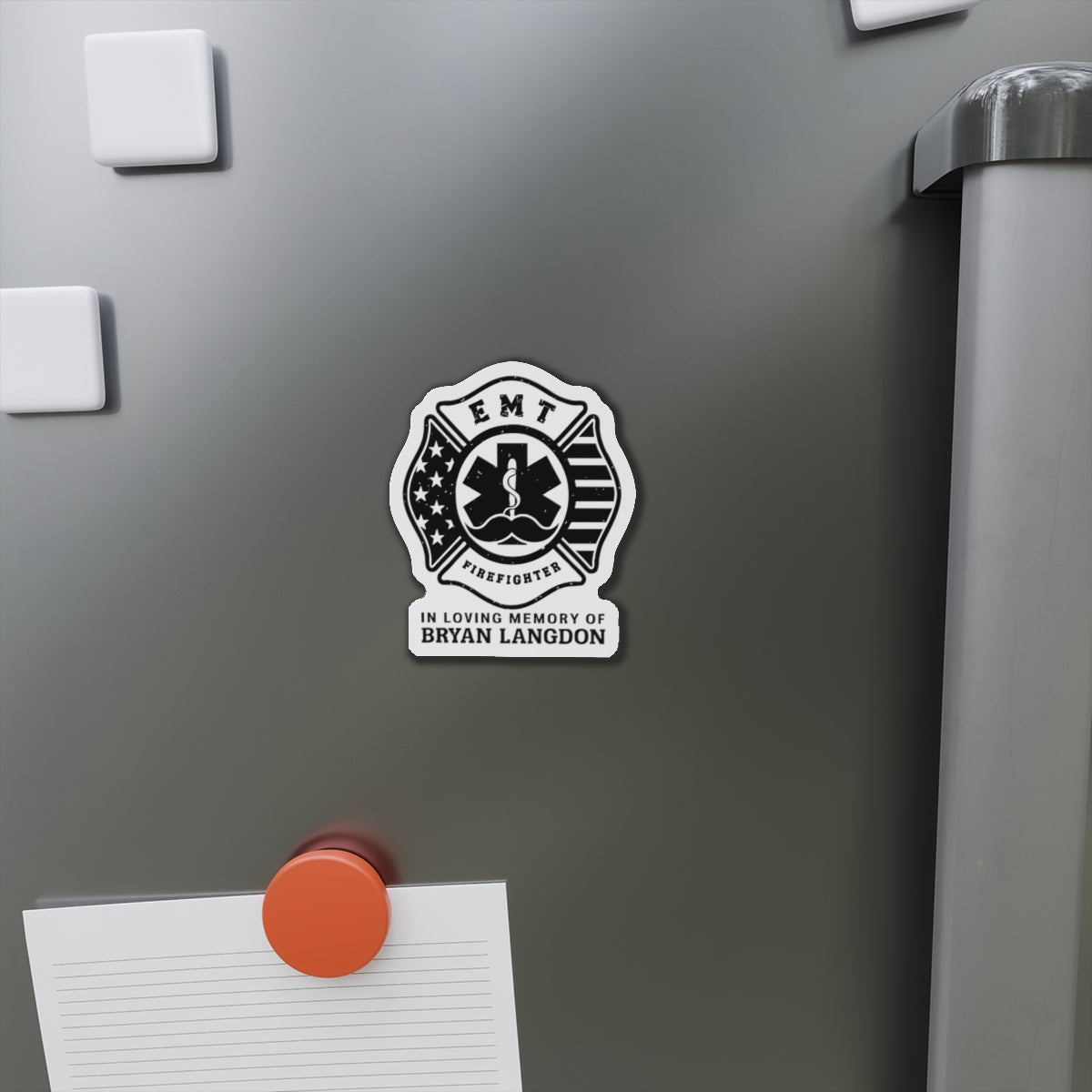Memorial EMT Firefighter Die-Cut Magnet, Tribute to Heroes, First Responder Gift, Fridge Decor, Remembrance Magnet