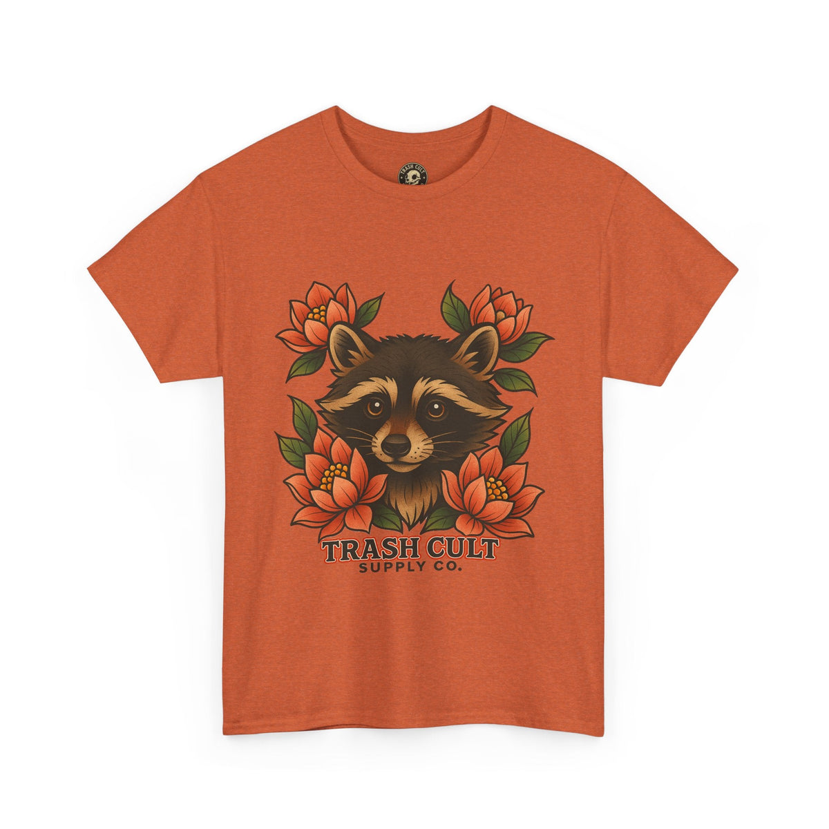 Neo-Traditional Raccoon & Lotus Tattoo Shirt – Trash Cult Supply Co. – Gildan 5000