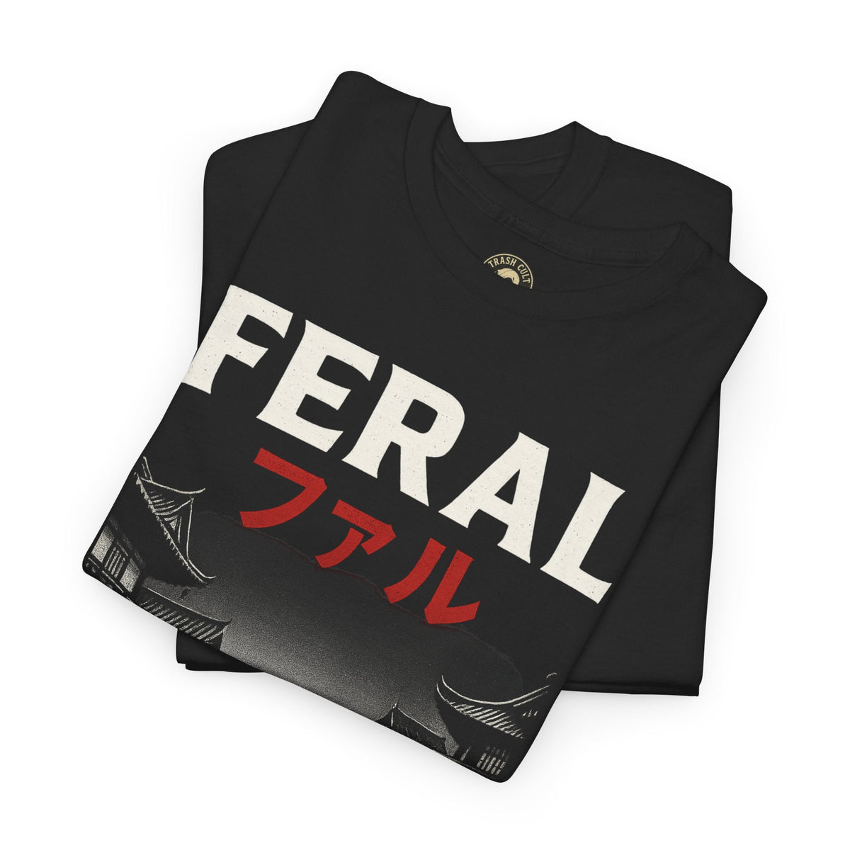 FERAL Samurai Shirt – Japanese Village & Warrior Graphic | Trash Cult Supply Co | Gildan 5000 Tee