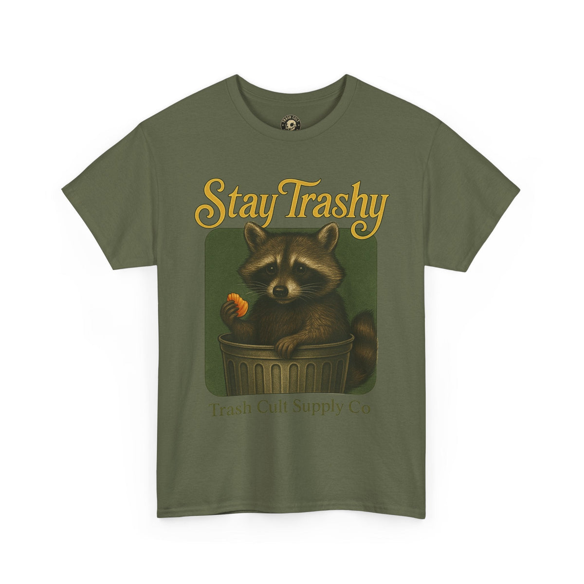 Stay Trashy Raccoon T-Shirt – Vintage-Style Cute Trash Panda | Trash Cult Supply Co | Gildan 5000