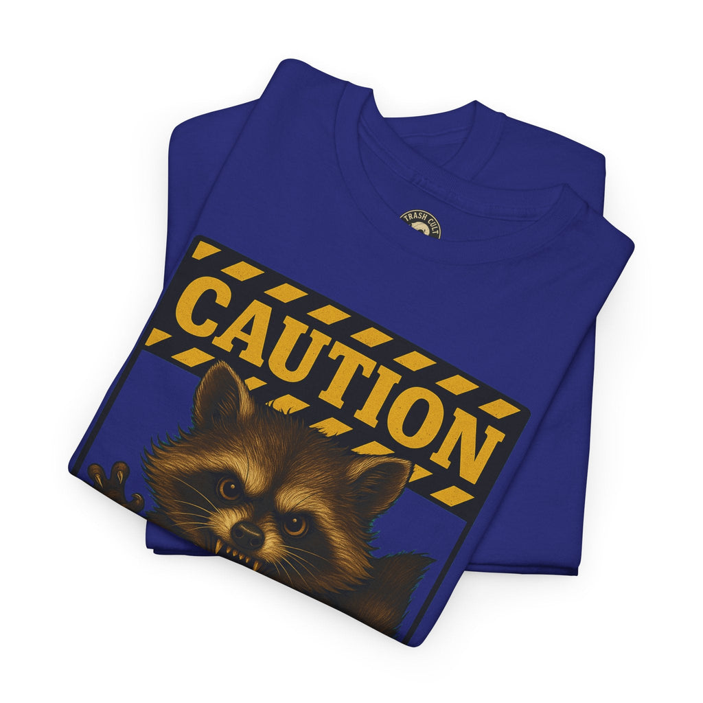 I Bite On Purpose Raccoon Warning T-Shirt – Caution Sign Style | Trash Cult Supply Co | Gildan 5000