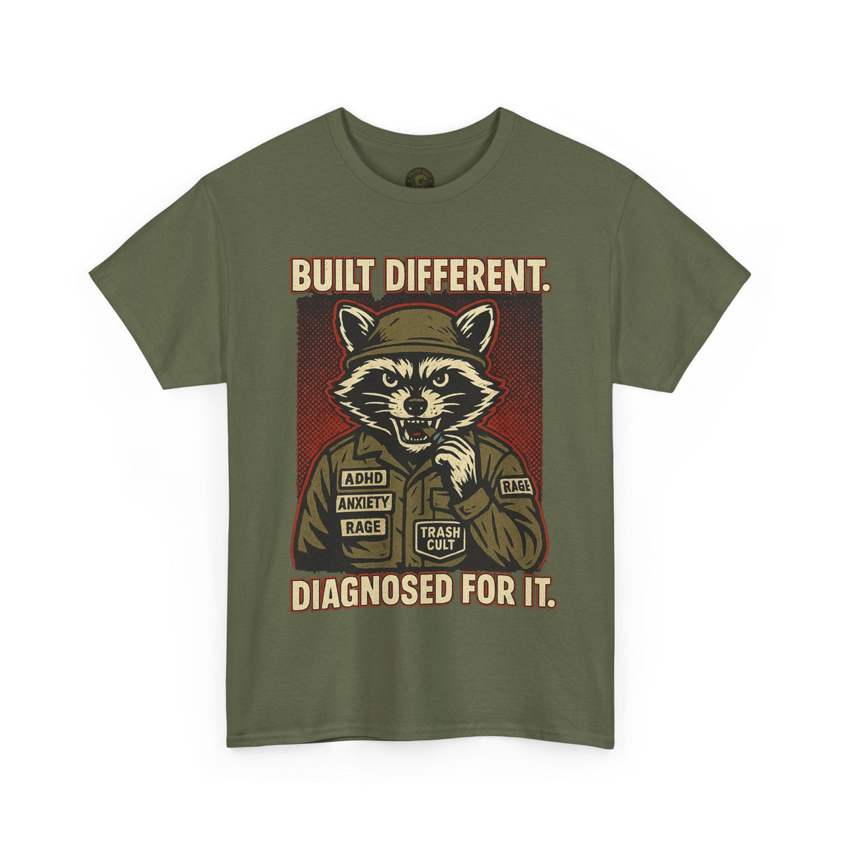 Built Different Diagnosed For It Military Raccoon Shirt – Gildan 5000