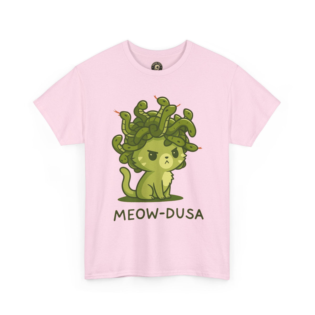 Meow-dusa Funny Cat Medusa T-Shirt – Gildan 5000 Heavy Cotton Tee