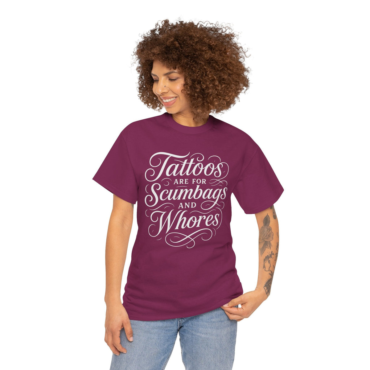 Casual Graphic Tee - "Tattoos Are for Scumbags and Whores" - Edgy Streetwear, Gift for Tattoo Lovers, Fun Unisex Fashion, Unique [...]