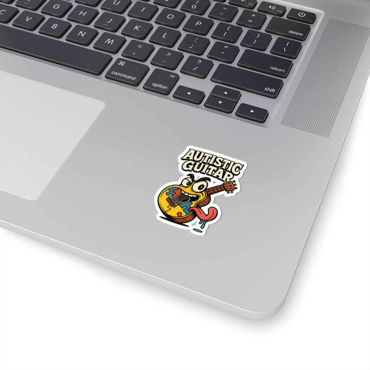 Autistic Guitar Kiss Cut Sticker – Bold Neurodivergent Art, Funny & Vibrant Music Design