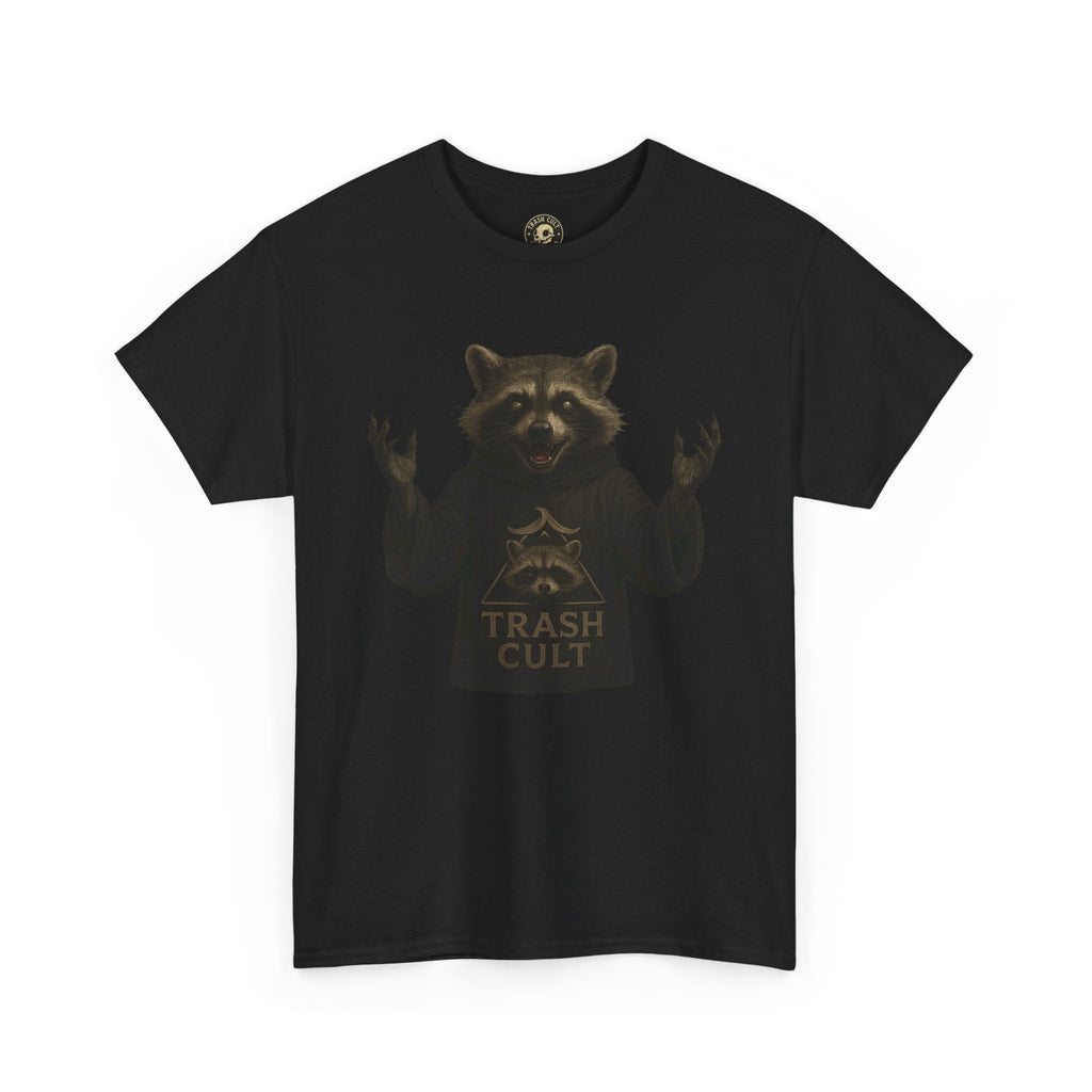Raccoon Cult Leader Shirt – Trash Cult Unhinged Mascot Tee for Dark Fabrics | Gildan 5000