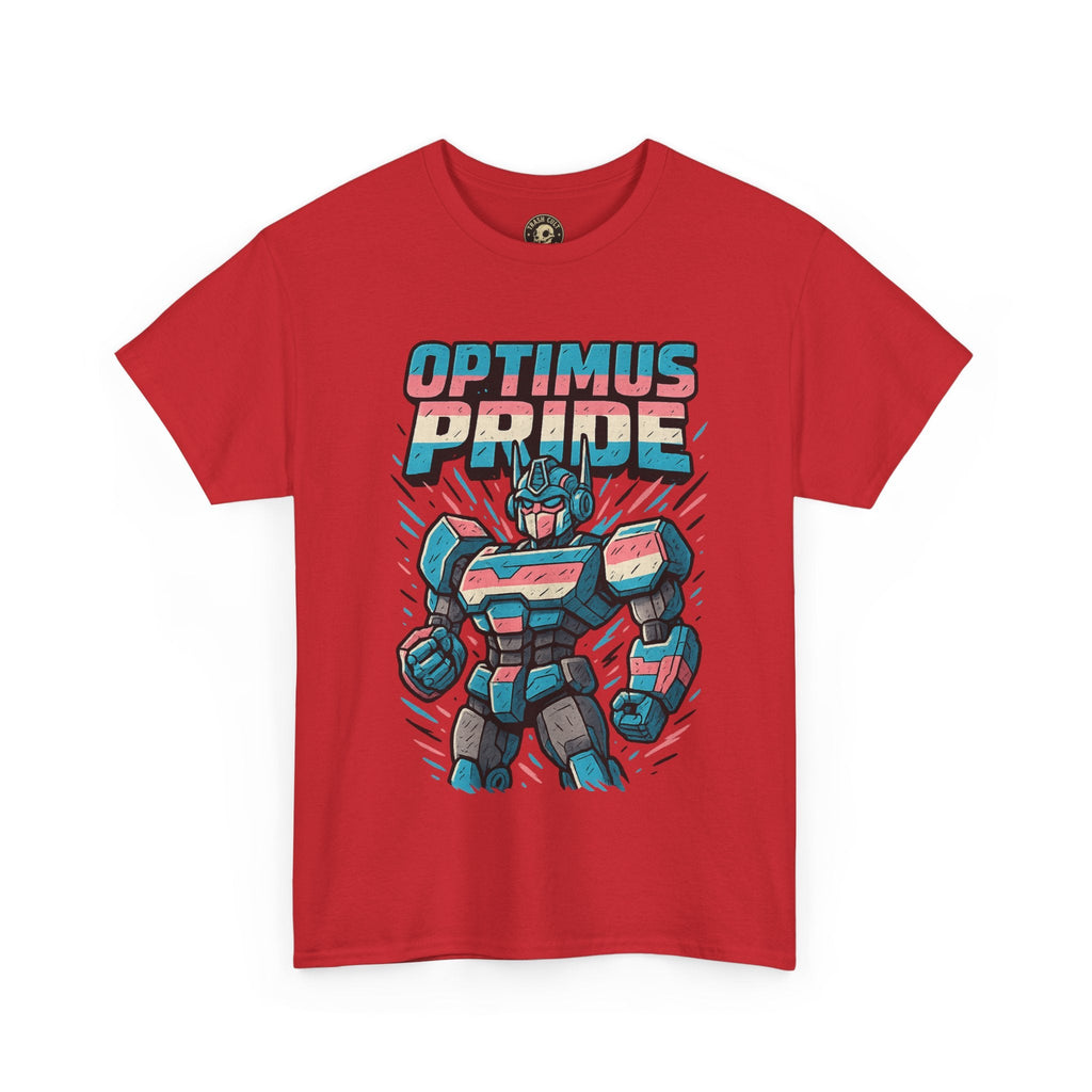 Optimus Pride T-Shirt – Funny Trans Mech LGBTQ+ Graphic Tee | Unisex Heavy Cotton Nerd Pride Shirt