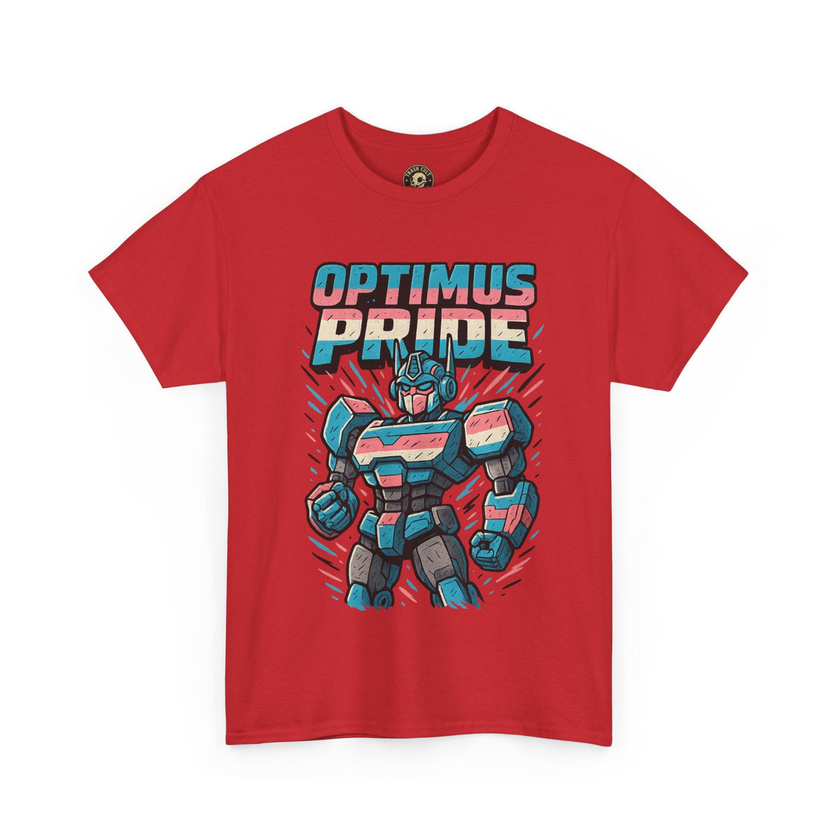 Optimus Pride T-Shirt – Funny Trans Mech LGBTQ+ Graphic Tee | Unisex Heavy Cotton Nerd Pride Shirt