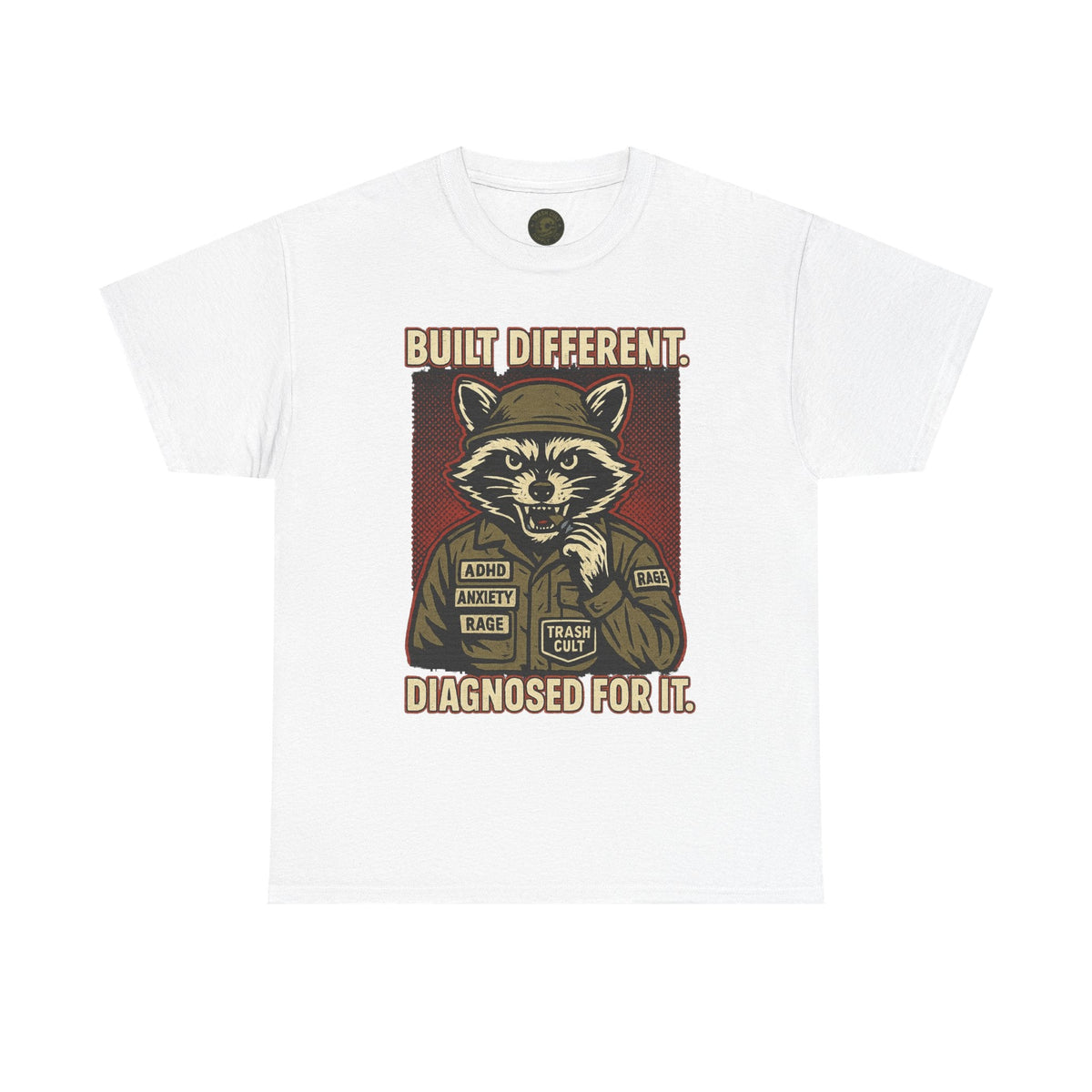 Built Different Diagnosed For It Military Raccoon Shirt – Gildan 5000