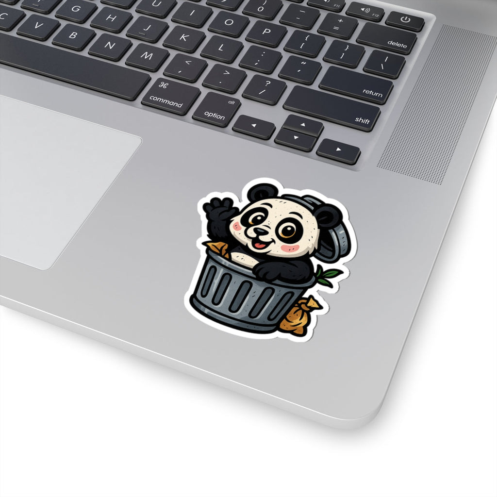 Cute Panda Garbage Kiss-Cut Stickers, Fun Laptop Decals, Adorable Gifts for Kids, Kawaii Decor, Animal Lover Stickers