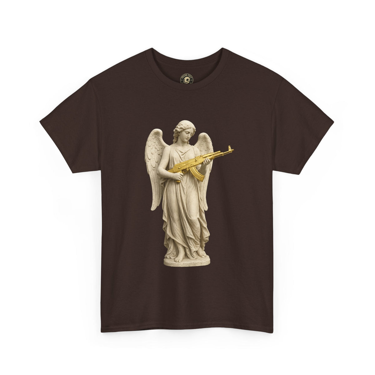 Marble Angel with Gold AK-47 T-Shirt – Gildan 5000 Divine Chaos Tee