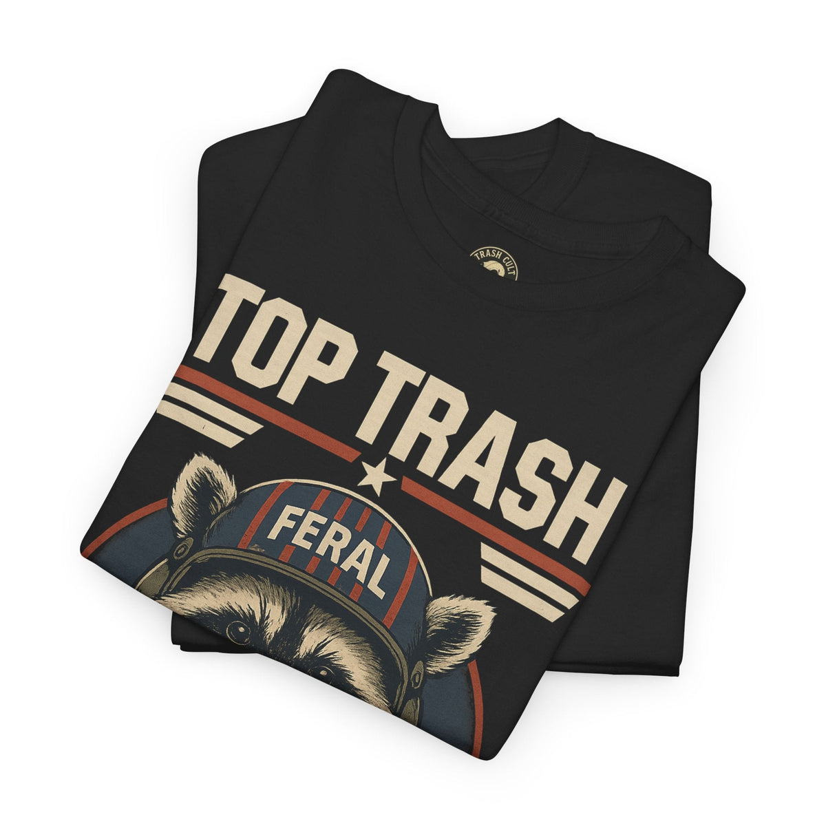 Feral Top Trash Raccoon Pilot Shirt – Trash Cult Supply Co. Parody Tee