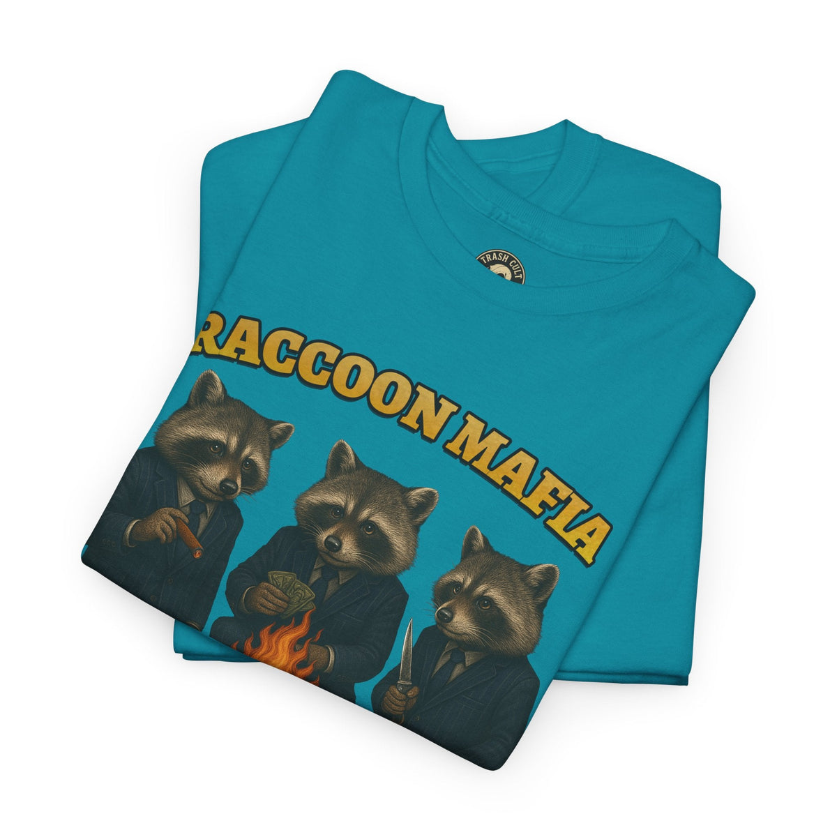 Raccoon Mafia T-Shirt – Realistic Gangster Raccoons in Suits | Trash Cult Supply Co | Gildan 5000