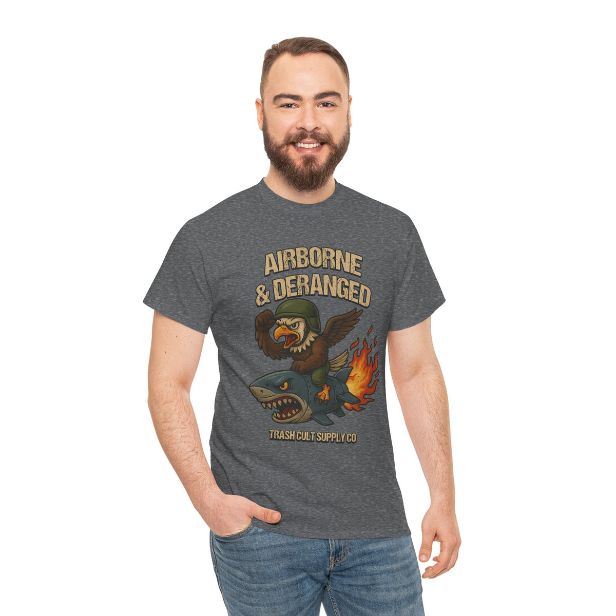 Airborne & Deranged T-Shirt – Trash Cult Supply Co. | Gildan 5000 Heavy Cotton Tee