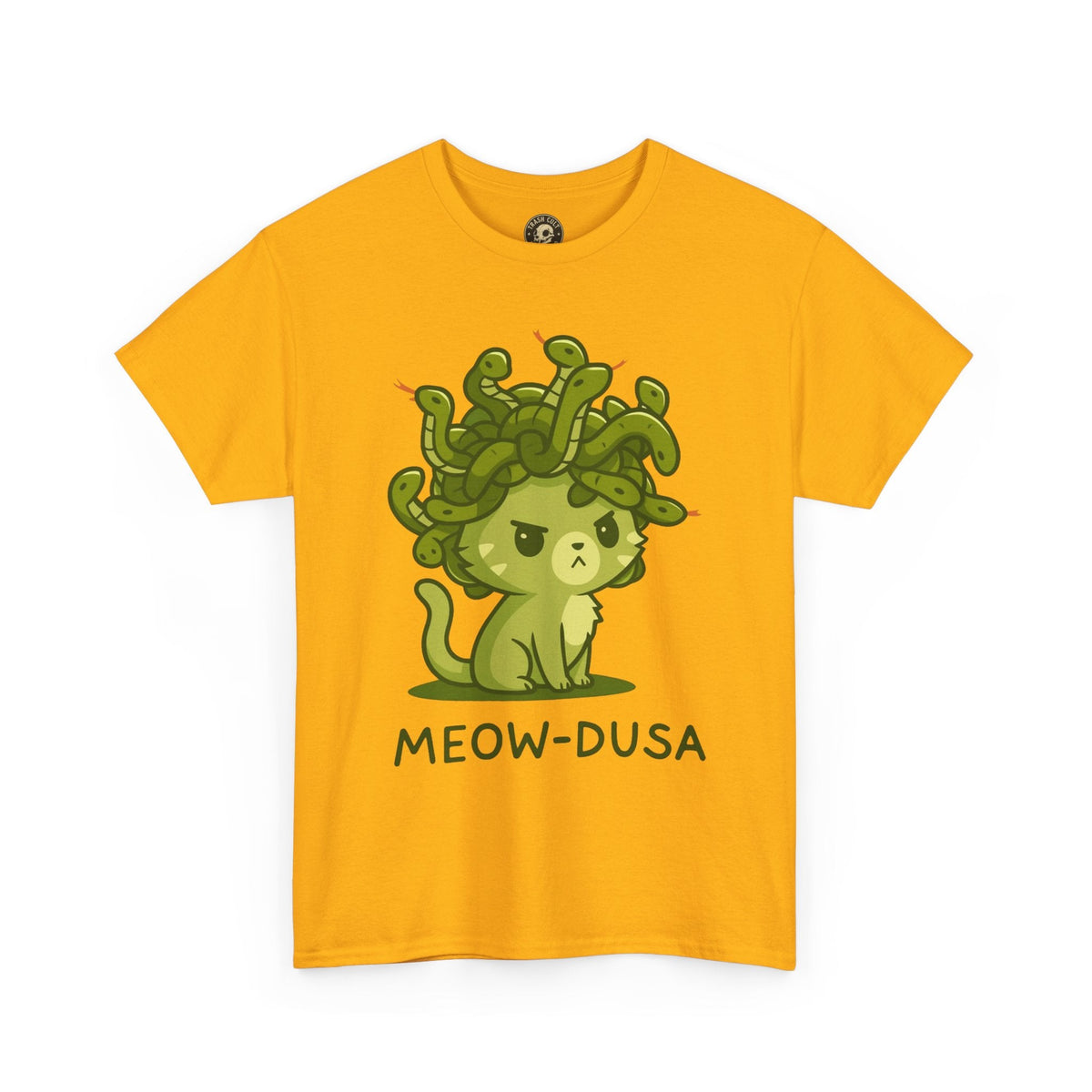 Meow-dusa Funny Cat Medusa T-Shirt – Gildan 5000 Heavy Cotton Tee