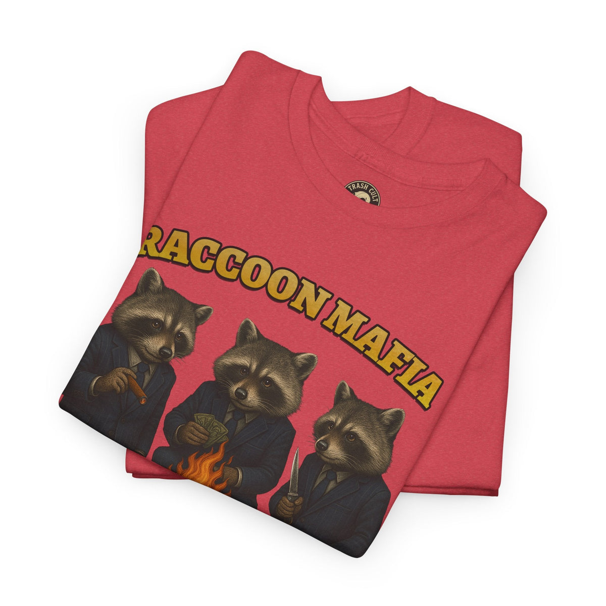 Raccoon Mafia T-Shirt – Realistic Gangster Raccoons in Suits | Trash Cult Supply Co | Gildan 5000