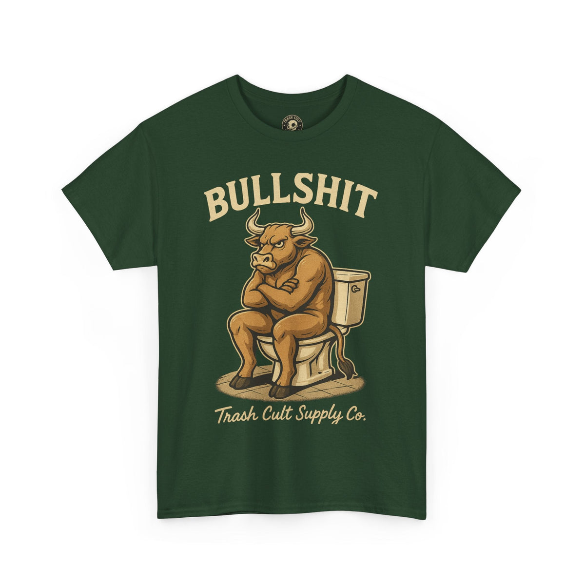 “BULLSHIT” Angry Bull Toilet Tee – Trash Cult Supply Co. | Gildan 5000 T-Shirt