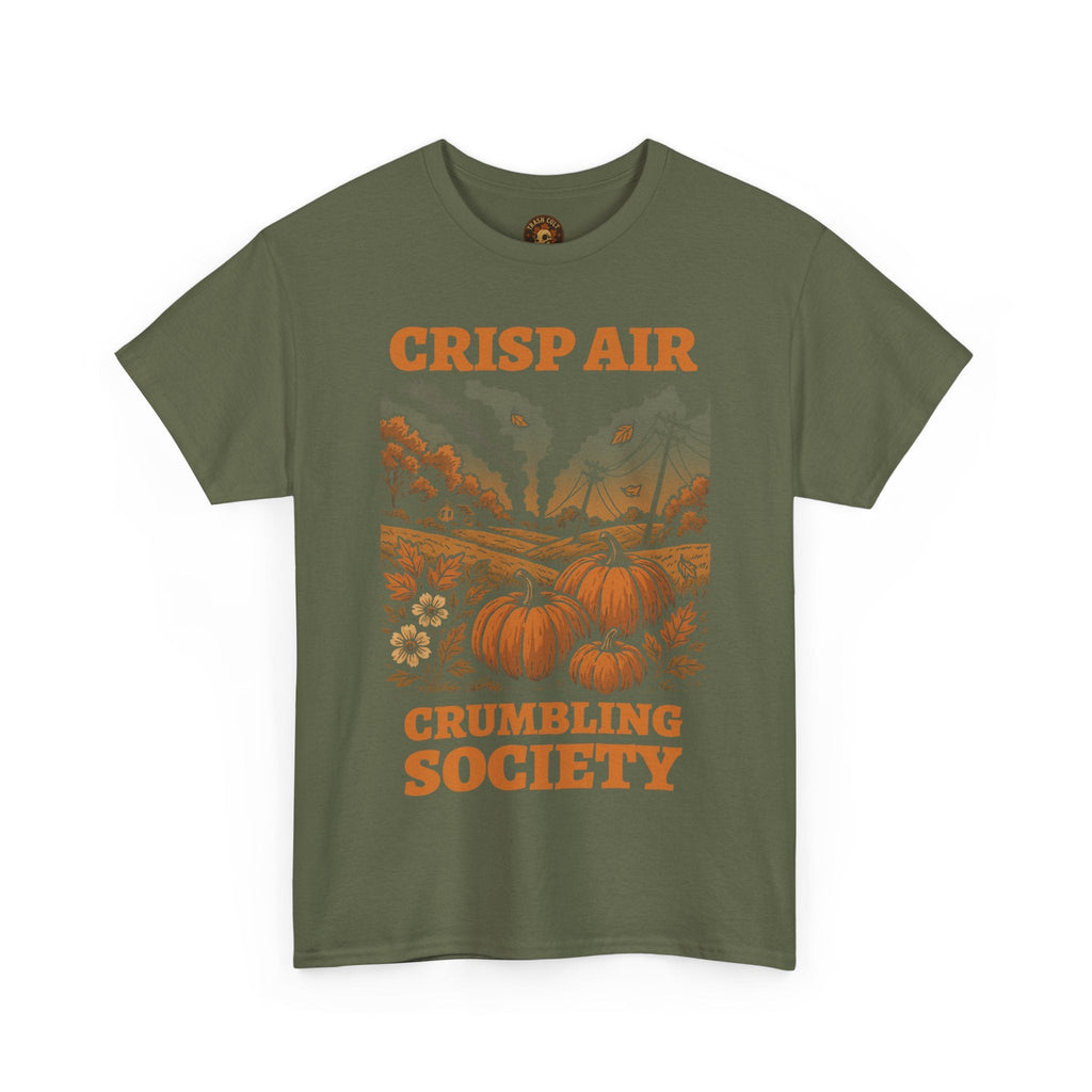 Crisp Air Crumbling Society Shirt – Dystopian Fall Pumpkin Tee – Fall of Humanity Collection – Trash Cult Supply Co.