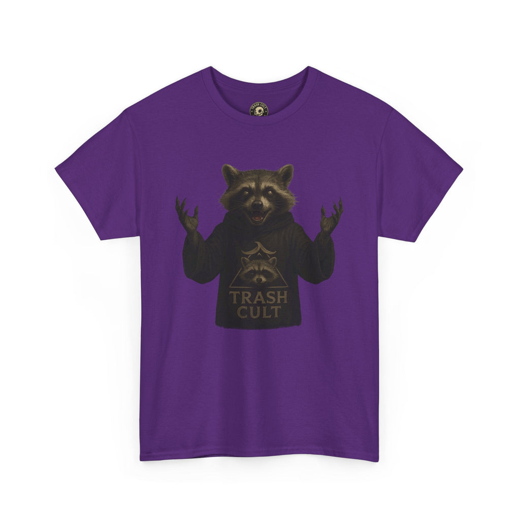 Raccoon Cult Leader Shirt – Trash Cult Unhinged Mascot Tee for Dark Fabrics | Gildan 5000