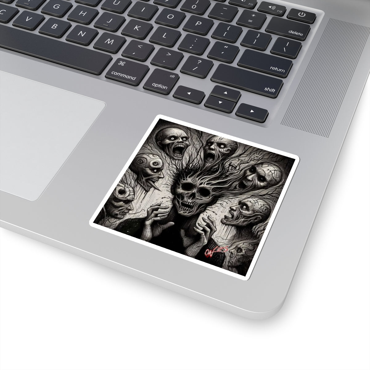 Xian Allen x Trash Cult Sticker – “Voices in the Void” | Screaming Skull Horror Kiss Cut Decal