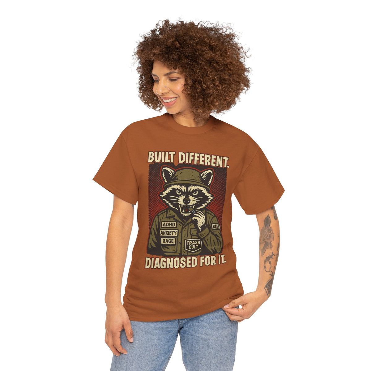 Built Different Diagnosed For It Military Raccoon Shirt – Gildan 5000